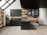 Cucina Design con penisola Ménta in bilaminato Grigio Medio di Miton