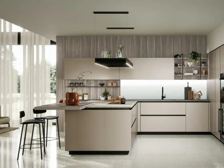 Cucina Moderna con penisola Aria Tech 04 di Forma Cucine