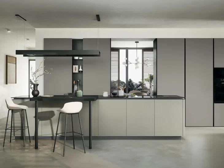 Cucina Moderna con isola Trend 01 in vetro e fenix di Forma Cucine