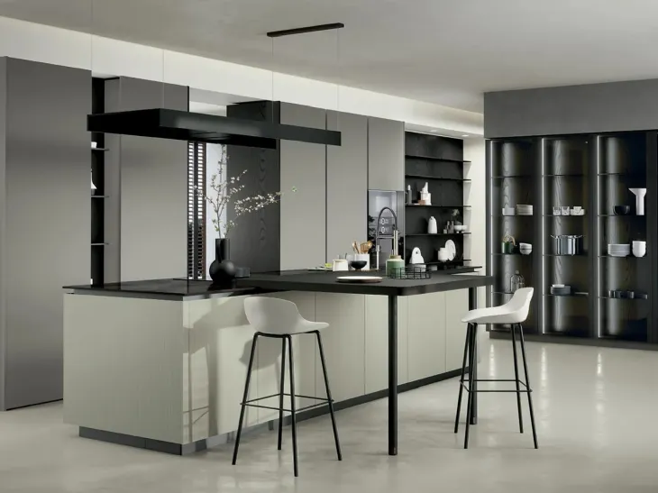 Cucina Moderna con isola Trend 01 in vetro e fenix di Forma Cucine